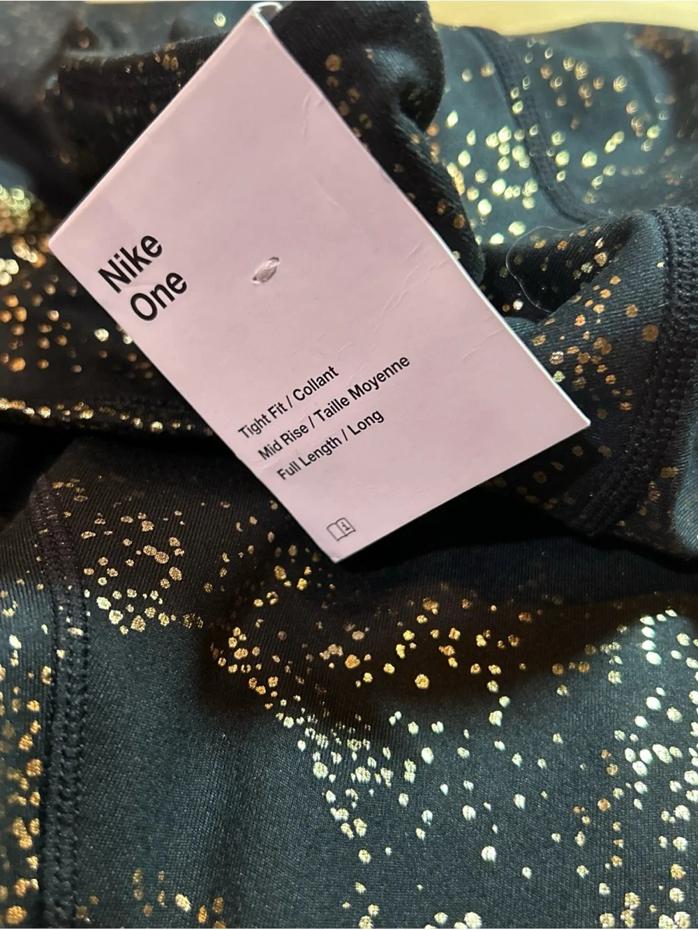 NEW Nike One Women Mid-Rise Foil Printed Leggings Black Gold XXL Tight Fit Ankle